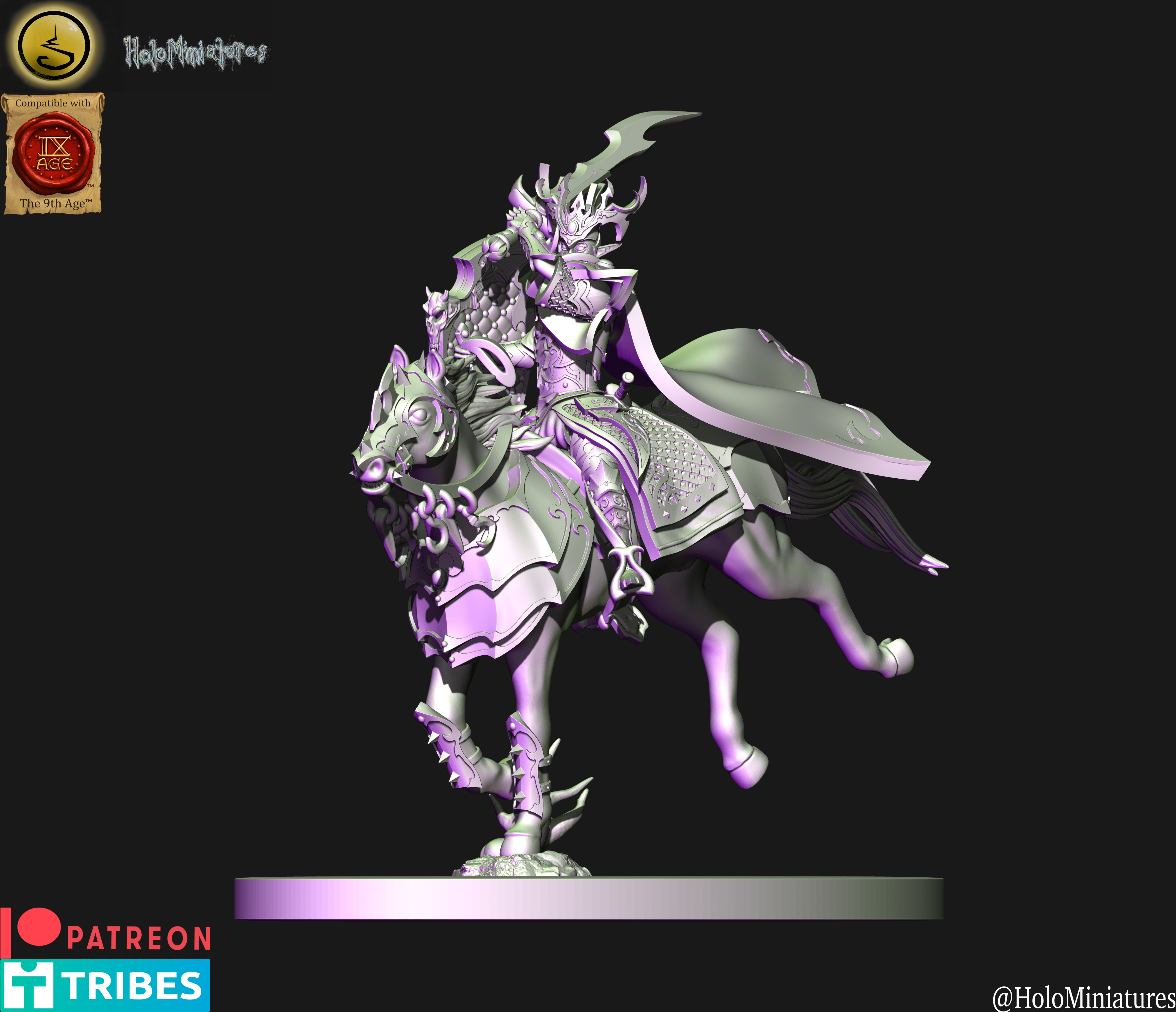 Dark elves Lord on horse (elf)